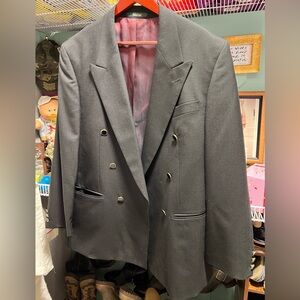 Double-Breasted Black Men's Blazer with Gold Buttons
